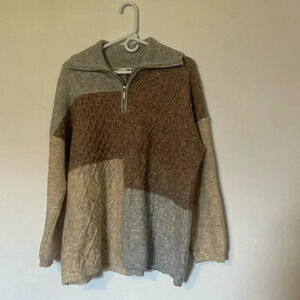 Westbound color block quarter zip wool sweater